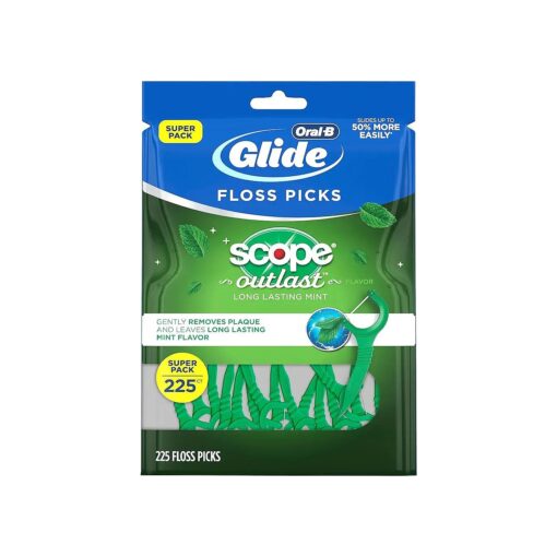 Oral-B Glide with Scope Outlast Dental Floss Picks, Mint, 225 Picks