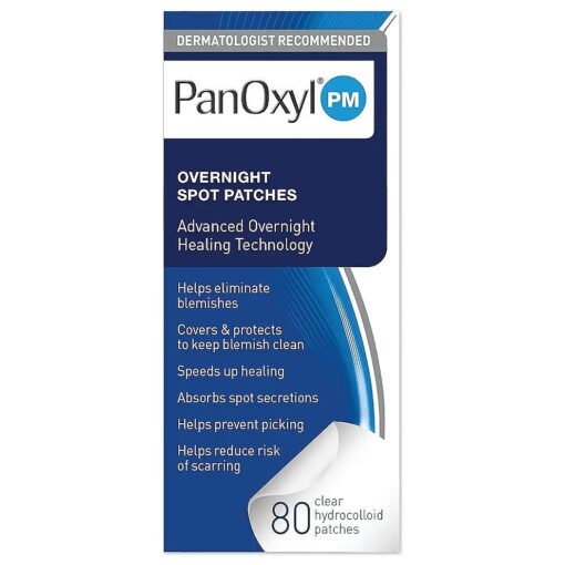 PanOxyl PM Overnight Spot Patches, Advanced Hydrocolloid Healing Technology, Fragrance Free, 80 Count