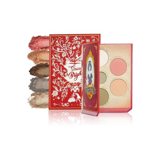 READY TO SHINE Snow Bright Contour Highlight Blush Makeup Palette - Smooth and Pigmented - Easy to Blend - Vegan and Cruelty Free - 5 Part Pressed Powder Makeup Kit - With Mirror For All Skin Types