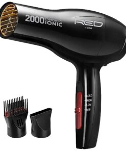 RED by Kiss Hair Dryer Ionic Hair Blow Dryer - Ceramic Technology, Anti-Frizz, 3 Heat Settings, Lightweight, 2 Detangler Piks