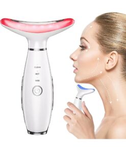 Neck Face Beauty Device, Skin Care Face Massage,3 in 1 Facial Massager, Face Sculpting Tool with Thermals, Vibration ( White )