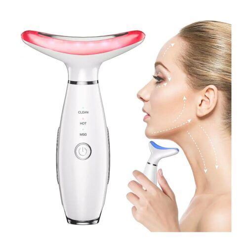 Neck Face Beauty Device, Skin Care Face Massage,3 in 1 Facial Massager, Face Sculpting Tool with Thermals, Vibration ( White )