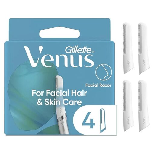 Gillette Venus Facial Razor Refills, Dermaplaning Exfoliating Replacement Blades, 4-Count