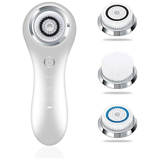 Facial Cleansing Brush Sonic Facial Brush Skin Cleansing Electric Face Scrubber Exfoliator by Hangsun SC200 with 3 Brush Heads, 3 Speed Modes Rechargeable for Exfoliating, Massaging and Deep Cleansing