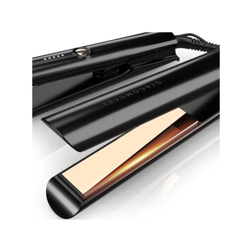 Titanelli 2 in 1 Titanium Hair Straightener and Curler | 100 % Pure Ti-Thermal Technology Flat Iron | 1-Inch Professional Styling | Available in Black, Gold, and Pink ( Black )