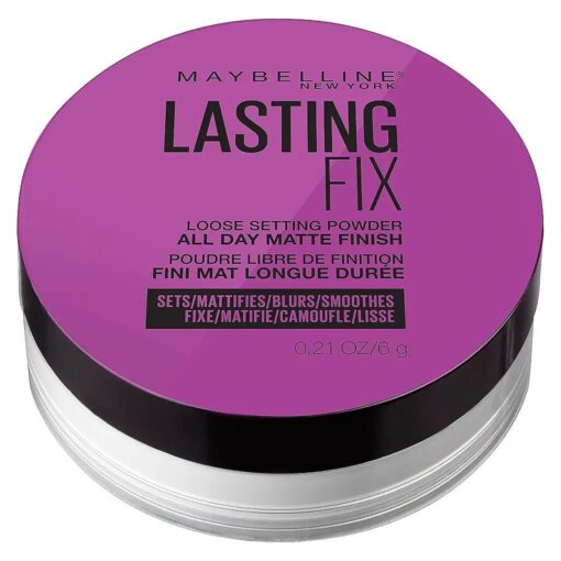 Maybelline Facestudio Lasting Fix Setting + Perfecting Loose Powder Makeup, All Day Matte Wear, Minimizes Shine, Sets Foundation Makeup, Translucent, 0.21 oz .