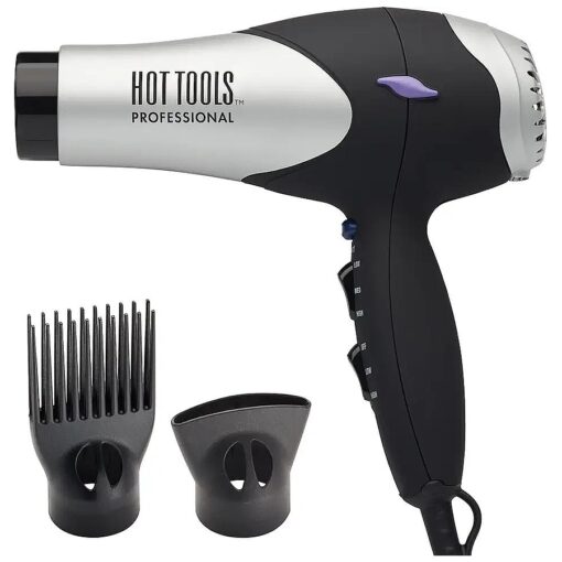 Hot Tools Pro Artist Turbo Styling Hair Dryer | Lightweight and Quiet, Silver/Black, 1 Count ( Pack of 1 )