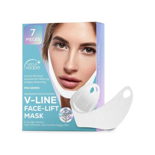 VENUS VISAGE 7 Piece V Line Lifting Mask - Invisible Face Strap, Chin Up Mask, Face Lifting Belt Neck Tape lift for jawline firming and Tightening Contour