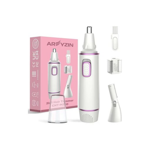 AREYZIN Nose Hair Trimmer for Women 2 in 1 Painless Eyebrow Trimmer and Nose Trimmer Facial Hair Removal Nasal Hair Clippers Professional, Waterproof, Dual-Edge Blade