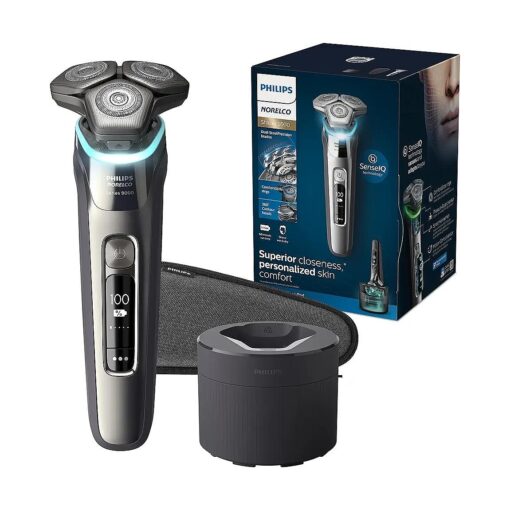 Philips Norelco 9500 Rechargeable Wet & Dry Electric Shaver with Quick Clean, Travel Case, Pop up Trimmer, S9985/84, Black