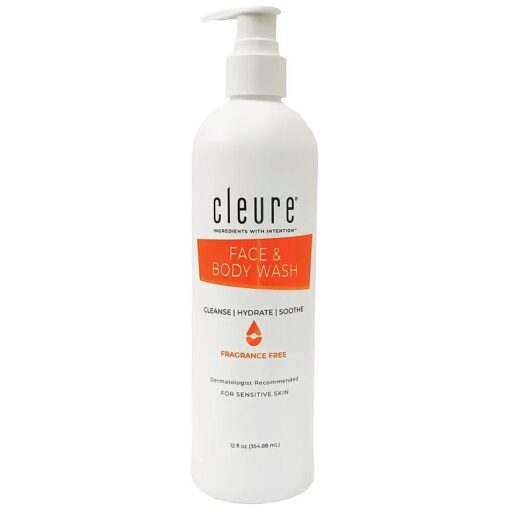 Cleure Face and Body Wash - Fragrance Free Body Wash & Sensitive Skin Face Wash All-in-1 - Paraben & Sulfate Free ( 12 oz, Pack of 1 )