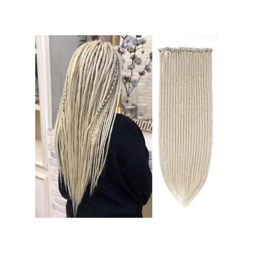 Kraler 24" Thick Dreadlock Extensions, 20 Strands Platinum Blonde SE Crochet Dreadls Extensions of Synthetic Hair 1cm Width Hip Hop Style Dreadlock for Girls