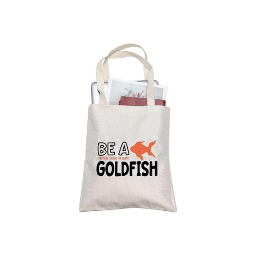 TOBGBE TV Show Gift Be a Goldfish Makeup Bag Funny Gift for Women TV Show Merchandise Soccer Football Lover Travel Case ( Be a Goldfish tote )