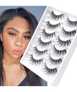 Veleasha Lashes with Clear Band Fluffy Lashes that Look Like Extensions 6 Pairs Pack Invisible False Eyelashes ( 12-18mm )