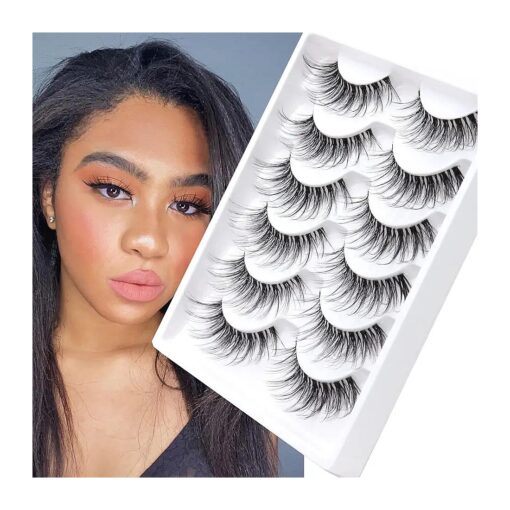 Veleasha Lashes with Clear Band Fluffy Lashes that Look Like Extensions 6 Pairs Pack Invisible False Eyelashes ( 12-18mm )