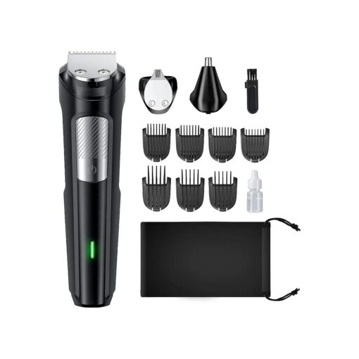 Beard Trimmer Hair Clipper for Men, 13 Piece Men 's Grooming Kit with Cordless Rechargeable Hair & Nose Trimmer Electric Shaver, Stainless Steel Blades for Painless Facial & Body Hair Removal