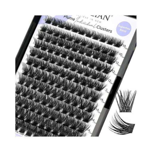 BEYELIAN Lash Clusters, D curl Cluster Eyelash Extensions, Dense Look Soft DIY Eyelash Clusters, 10-16mm Black Super Thin Band DIY Eyelash Extension ( P15 )