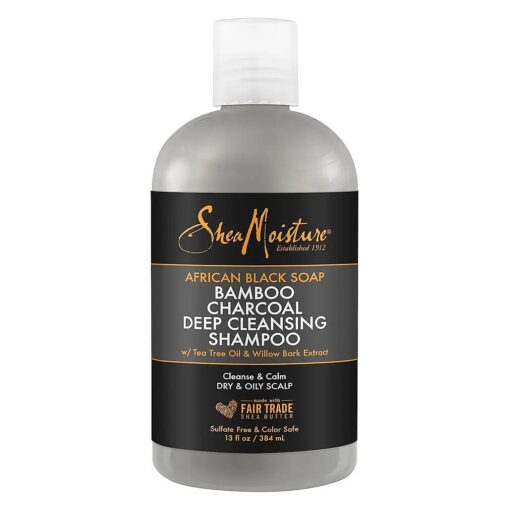 Shea Moisture African Black Soap Bamboo Charcoal Deep Cleansing Shampoo 13 OZ./384 mL ( Packaging may vary )