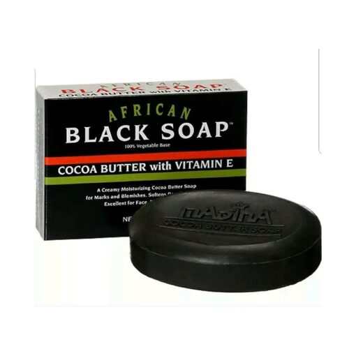 Madina Madina African Black Soap Cocoa Butter with Vitamin E, 3.5 Ounce