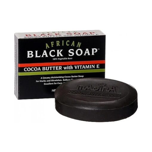 Madina African Black Soap Cocoa Butter with Vitamin E, 3.5 oz