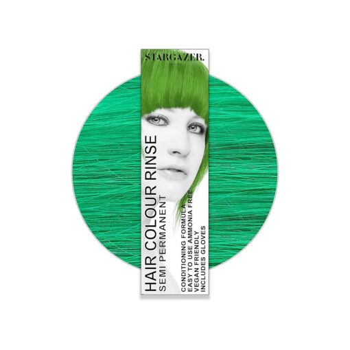 StarGazer Semi Permanent Hair Color - AFRICAN GREEN - Amonia Free Hair Dye Includes Gloves