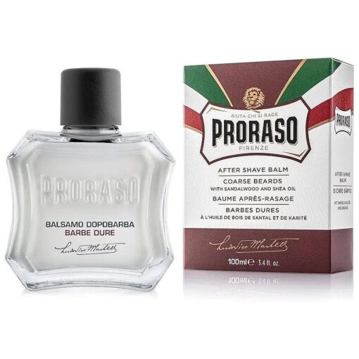 Proraso Proraso After Shave Balm for Men, Nourishing for Coarse Beards, with Sandalwood and Shea Butter, 3.4 fl, oz .