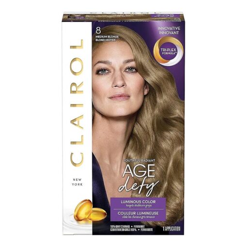 Age Defy Permanent Hair Dye, 8 Medium Blonde Hair Color, 1 Count