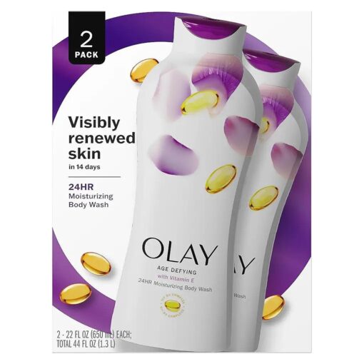 Olay Age Defying Body Wash with Vitamin E & B3 Complex, Moisturizing Visibly Smooth Skin, 22 fl oz, ( Pack of 2 )