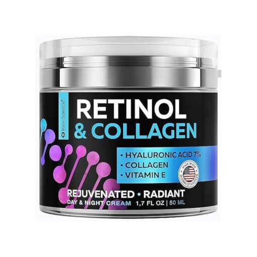 Retinol Cream for Face, Anti Wrinkle Face Cream with Collagen for Women & Men, Anti Aging Cream - Vitamin E & Hyaluronic Acid for Skin Care, Day & Night Cream, Revitalizing Face Moisturizer - 1.7 OZ