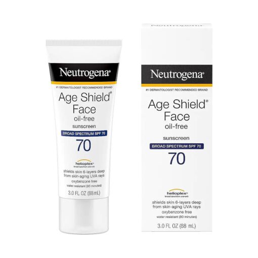 Age Shield Anti-Oxidant Face Lotion Sunscreen with Broad Spectrum SPF 70, Oil-Free & Non-Comedogenic Moisturizing Sunscreen to Prevent Signs of Aging, 3 fl, oz