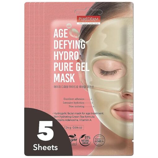 Purederm Age Defying Hydro Pure Gel Mask ( 5 Pack ) - Hydrogel Face Mask for Age Treatment & Nourishing