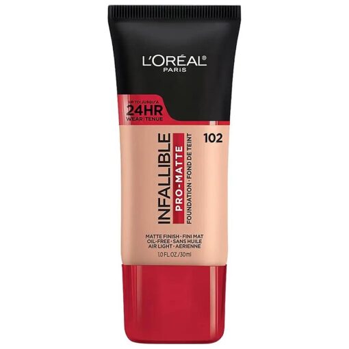 L'Oreal Paris K1828700 Infallible Pro-Matte Liquid Longwear Foundation Makeup, 102 Shell Beige, 1 Fl ; Oz .