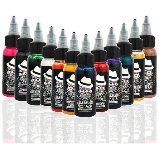 OPHIR 12x30ML/Bottle Airbrush Body Art Inks Pigment for Airbrushing Temporary Tattoo Airbrush Body Tattoo Colors