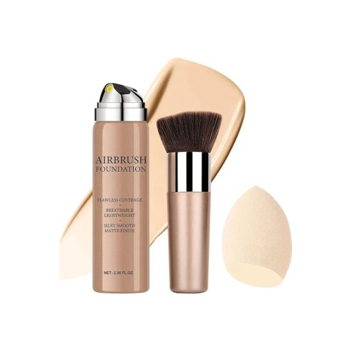 Airbrush Foundation Makeup Spray, Long Lasting Waterproof Full Coverage Foundation for Brighten, Concealer and Hydrating, Natural Matte Finish, Brush and Makeup Sponge Include, 2.36oz ( # 3 Nude )