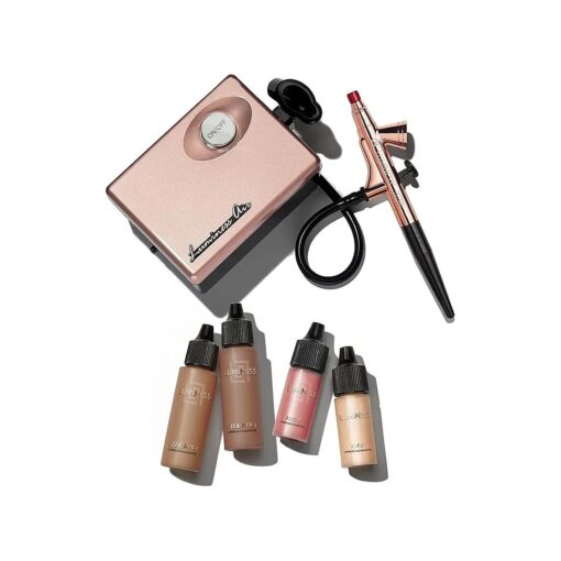 LUMINESS Legend Makeup Airbrush System & 4-Piece Foundation Starter Kit, Shade Deep - Quick, Easy & Long Lasting Application - Includes ( 2 ) Silk 4-In-1 Foundation, Highlighter & Blush