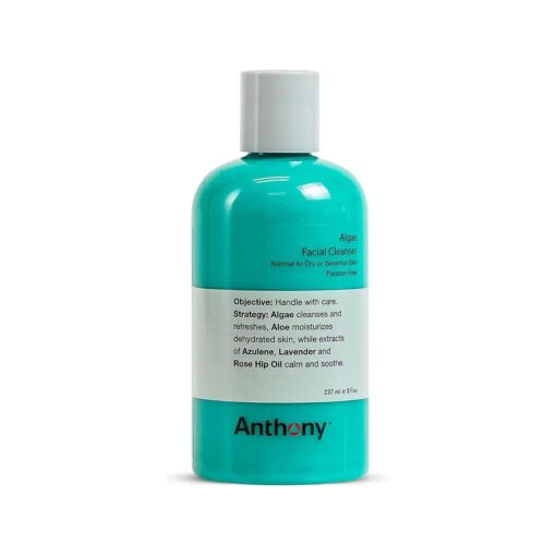 Anthony Algae Facial Cleanser, 8 Fl Oz, Contains Algae, Aloe Vera, Azulene, Lavender and Rose Hip Oil, Cleanses and Refreshes, Moisturizes and Hydrates, Calms and Soothes Your Skin .