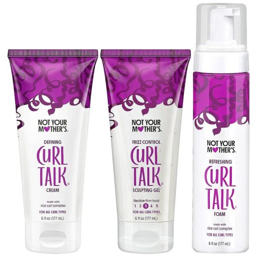 Not Your Mother 's Curl Talk Frizz Control Sculpting Gel, Defining Cream, and Refreshing Curl Foam ( 3-Pack ) - 6 fl oz - Formulated with Rice Curl Complex - For All Curly Hair Types