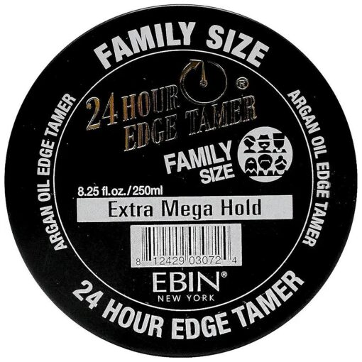 24 Hour Edge Tamer, Extra Mega Hold, 8.25oz/ 250ml - No Flaking, No White Residue, Shine, Moisture and Prevent Breakage with Castor Oil