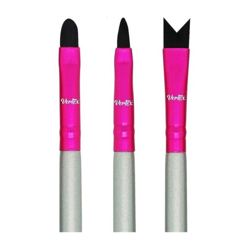 Lip Brush Makeup Set ( 3pcs ) - Round Head Blending Applicator Reusable For All Day Red Pink Nude Matte Cream Gloss Lipstick, Top Lip Definition V Shape Multi-purpose Makeup