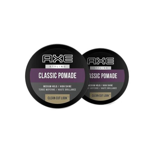 Axe Styling Look Classic Pomade Medium Hold and Natural Finish Clean Cut Look, Classic Axe Hair Pomade For Easy To Style Hair 2.64oz 2 Count