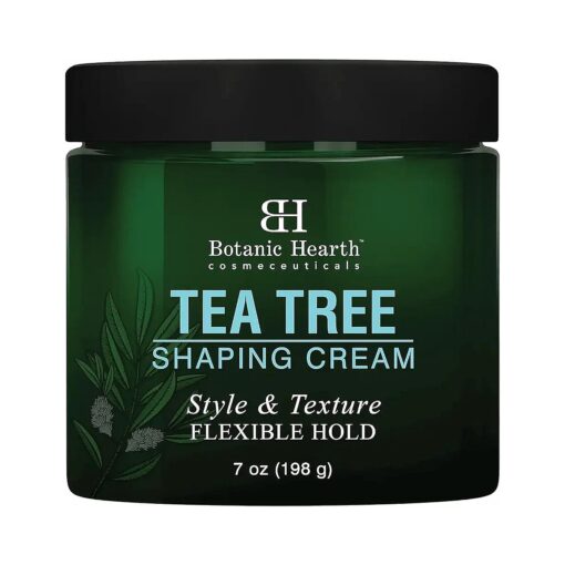 Botanic Hearth Tea Tree Shaping Cream, Hair Styling Cream with Collagen & Biotin - Style & Texture, Strong & Flexible Hold, for All Hair Types - Men and Women - Made in USA - 7 oz