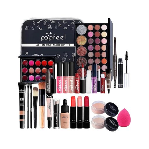 All In One Makeup Kit 27 Piece Makeup Kit for Women Full Kit, All in One Makeup Sets Include Eyebrow Eyeliner Eyeshadow Mascara Foundation Concealer Lip Gloss Lipstick Makeup Brush ( MKit-04 )