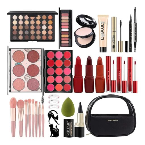 MISS ROSE M All In One Full Makeup Kit, Multipurpose Women 's Makeup Sets, Beginners and Professionals Alike, Easy to Carry ( Black )