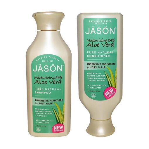 JASON All Natural Organic Aloe Vera Shampoo and Conditioner Bundle with Dry Hair Treatment Product, Calendula, Chamomile and Grapefruit, No Sulfates, No Parabens, Vegan, 16 fl oz each