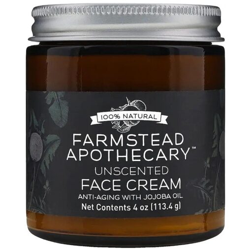 Farmstead Apothecary 100 % Natural Anti-Aging Face Cream with Jojoba Oil, 4 oz ( Unscented )