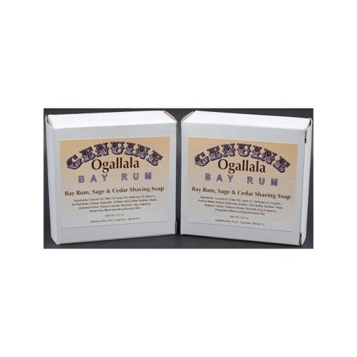 Two ( 2 ) Genuine Ogallala Bay Rum, Bay Rum & Sage and Cedar Shaving Soap - Each Puck 4.5 oz