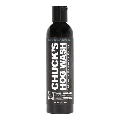 Chuck 's Hog Wash - All Natural Beard and Body Wash - The Pirate Scent, 8 oz - Leaves Your Beard Softer than its Ever Been and is Suitable for Daily Use