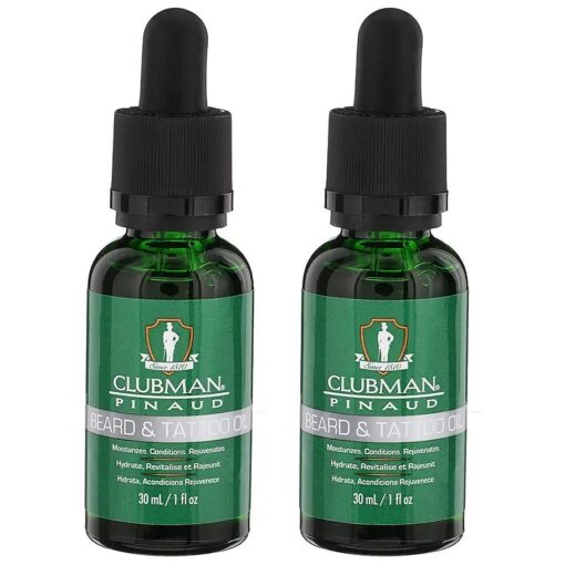 Clubman Pinaud Beard and Tattoo Oil, Moisturizes, Conditions, and Rejuvenates, 1 fl oz x 2 packs