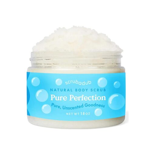 18oz Natural Sea Salt Body Scrub Unscented | Exfoliating Body Scrub Made in USA | Perfect Butt Legs Arms Hand Body Exfoliator Scrub | Vegan Cruelty Free & Natural Skincare