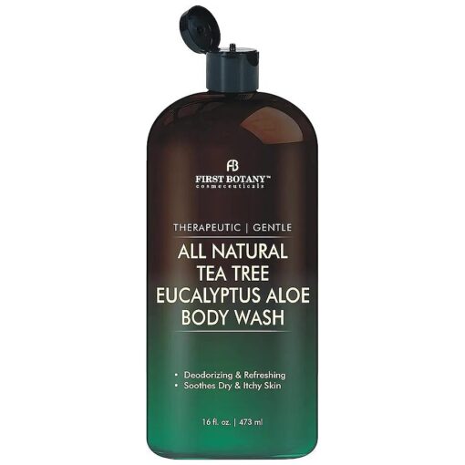 ALL Natural Body Wash - Fights Body Odor, Athlete 's Foot, Jock Itch, Nail Issues, Dandruff, Acne, Eczema, Shower Gel for Women & Men, Skin Cleanser -16 fl oz ( Tea Tree Eucalyptus )